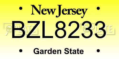 BZL8233 New Jersey License Plate