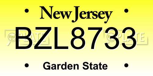 BZL8733 New Jersey License Plate