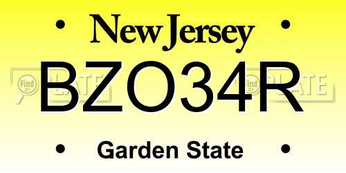 BZO34R New Jersey License Plate