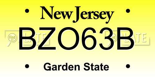 BZO63B New Jersey License Plate
