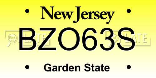 BZO63S New Jersey License Plate