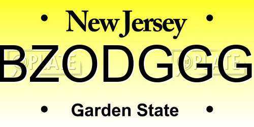 BZODGGG New Jersey License Plate