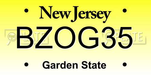 BZOG35 New Jersey License Plate