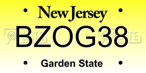 BZOG38 New Jersey License Plate