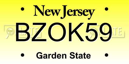 BZOK59 New Jersey License Plate