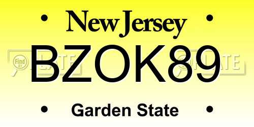 BZOK89 New Jersey License Plate