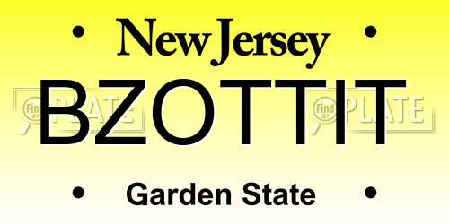 BZOTTIT New Jersey License Plate