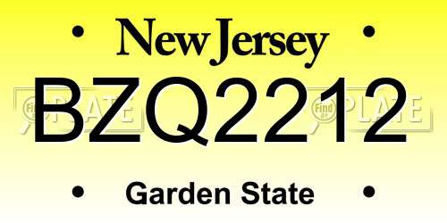 BZQ2212 New Jersey License Plate