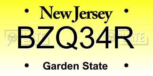 BZQ34R New Jersey License Plate
