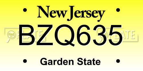 BZQ635 New Jersey License Plate