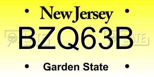 BZQ63B New Jersey License Plate