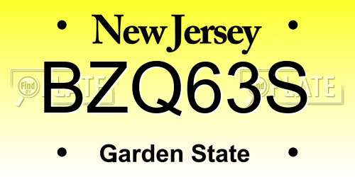 BZQ63S New Jersey License Plate