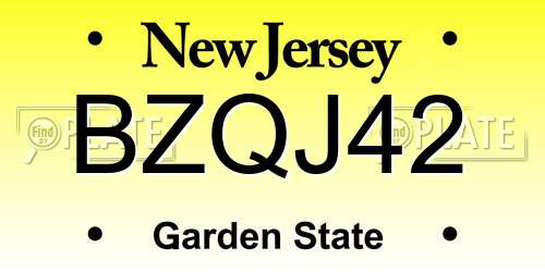 BZQJ42 New Jersey License Plate