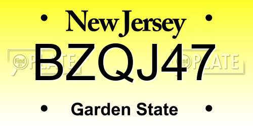 BZQJ47 New Jersey License Plate