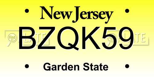 BZQK59 New Jersey License Plate