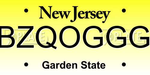BZQOGGG New Jersey License Plate