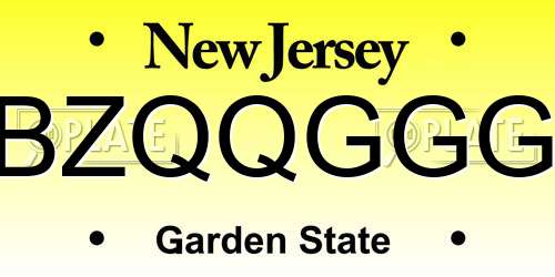 BZQQGGG New Jersey License Plate