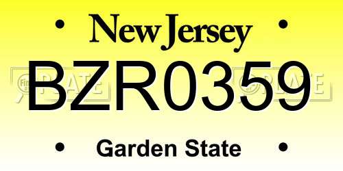 BZR0359 New Jersey License Plate