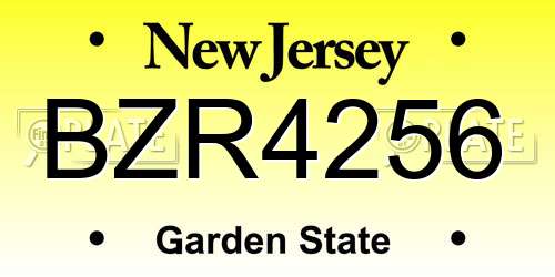 BZR4256 New Jersey License Plate