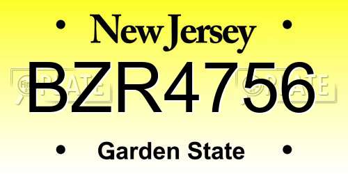 BZR4756 New Jersey License Plate
