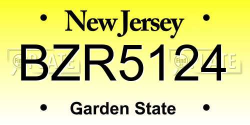BZR5124 New Jersey License Plate