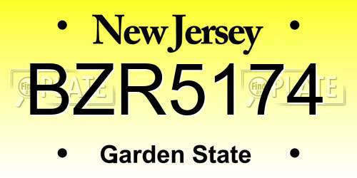 BZR5174 New Jersey License Plate