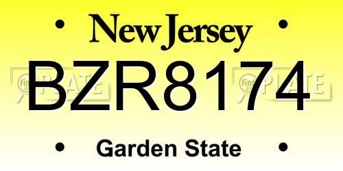 BZR8174 New Jersey License Plate