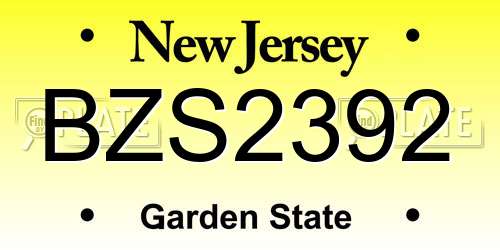 BZS2392 New Jersey License Plate