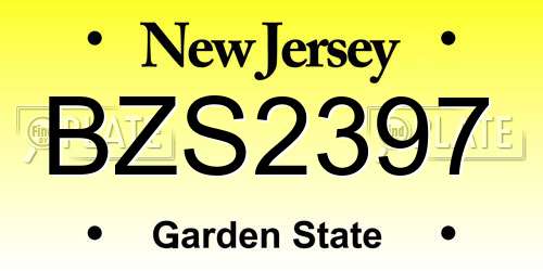 BZS2397 New Jersey License Plate