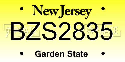 BZS2835 New Jersey License Plate