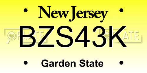 BZS43K New Jersey License Plate