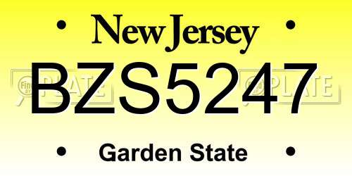 BZS5247 New Jersey License Plate