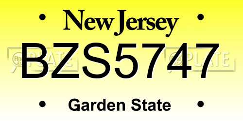 BZS5747 New Jersey License Plate