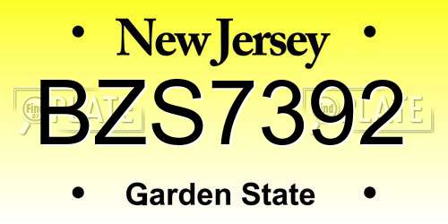 BZS7392 New Jersey License Plate
