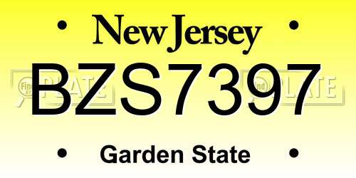 BZS7397 New Jersey License Plate