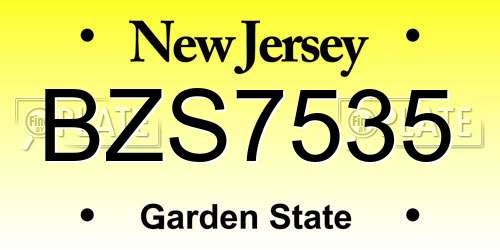 BZS7535 New Jersey License Plate