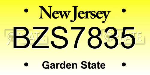 BZS7835 New Jersey License Plate