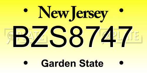 BZS8747 New Jersey License Plate