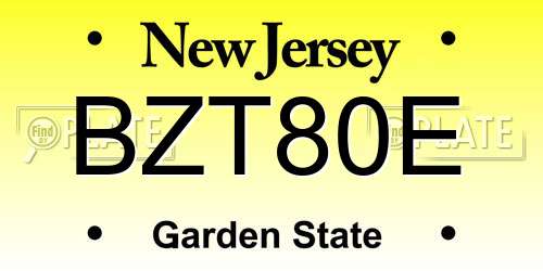 BZT80E New Jersey License Plate
