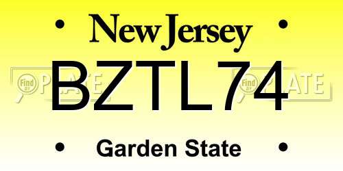 BZTL74 New Jersey License Plate