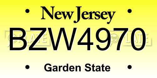 BZW4970 New Jersey License Plate