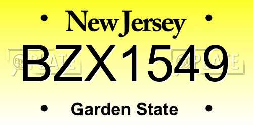 BZX1549 New Jersey License Plate