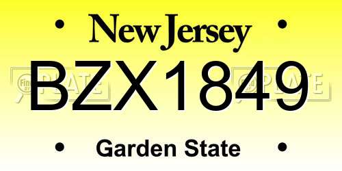 BZX1849 New Jersey License Plate