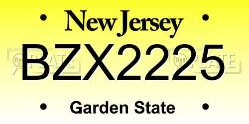 BZX2225 New Jersey License Plate