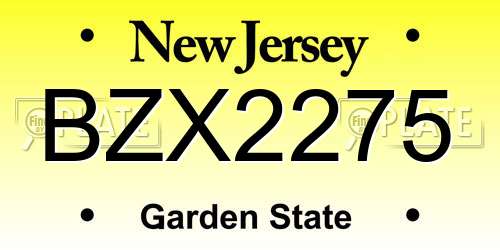 BZX2275 New Jersey License Plate