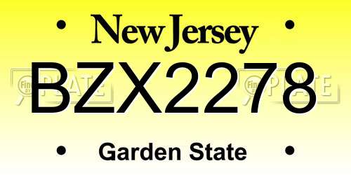 BZX2278 New Jersey License Plate
