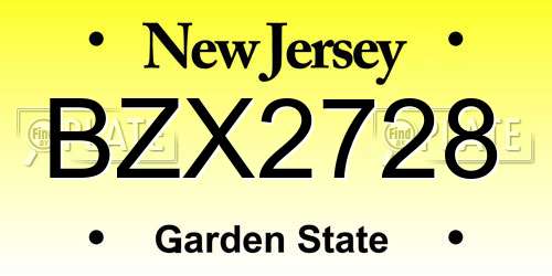 BZX2728 New Jersey License Plate