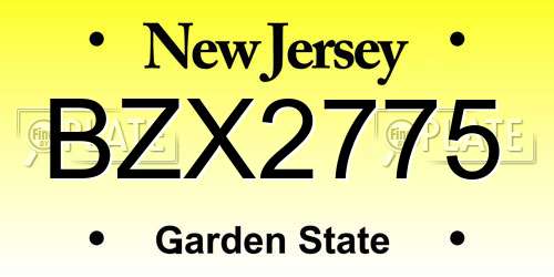 BZX2775 New Jersey License Plate