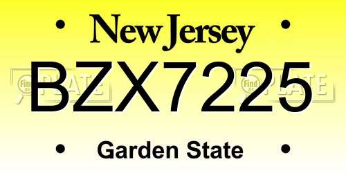 BZX7225 New Jersey License Plate