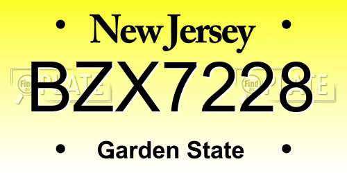 BZX7228 New Jersey License Plate